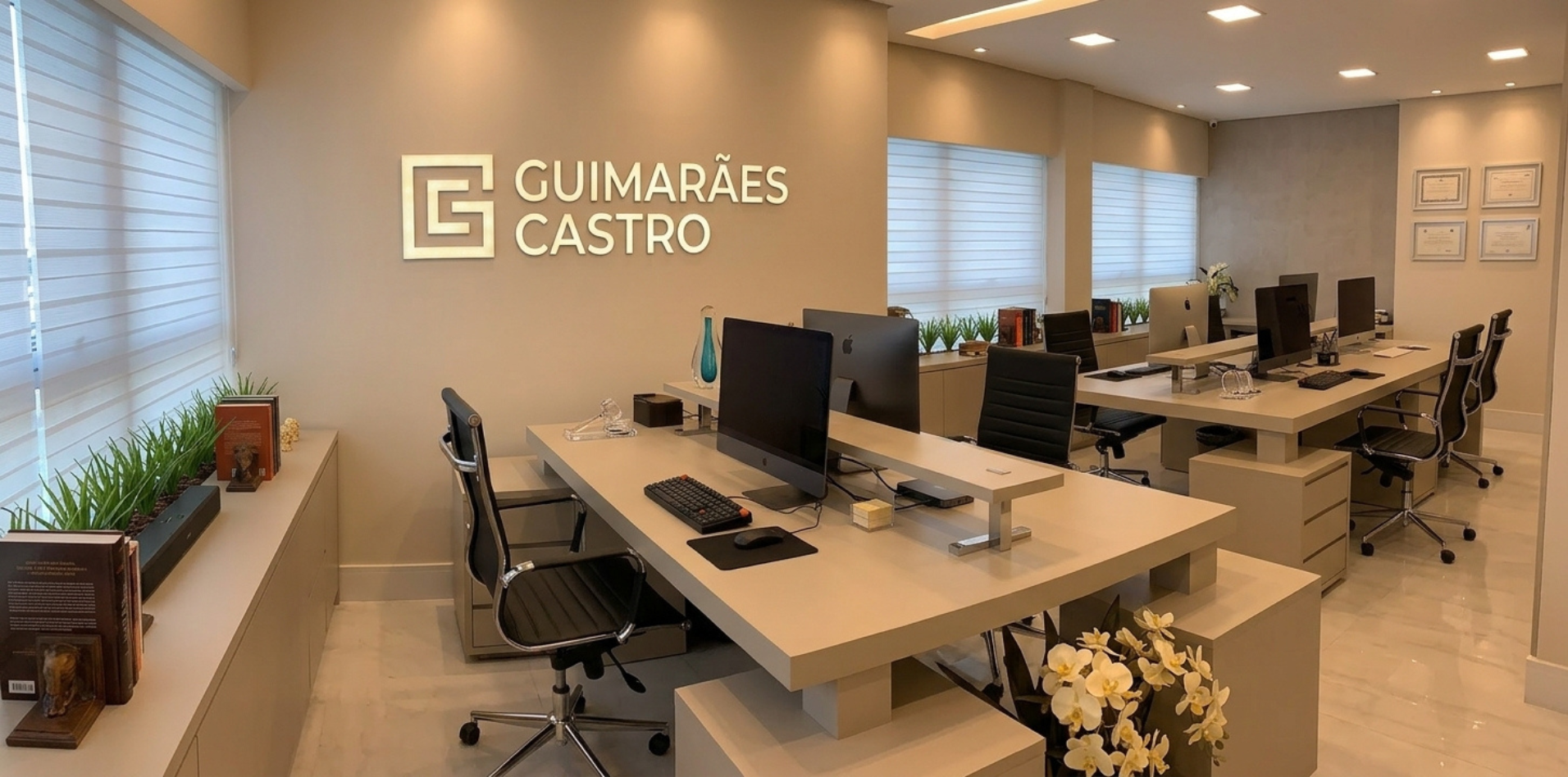 Ambiente de atendimento do escritório Guimarães e Castro